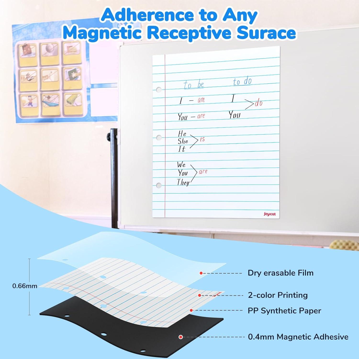 imageJoyCat Giant Magnetic Dry Erase Notebook Paper 22 L x 28 H Handwriting Lined White Board for Classroom Must HavesWhiteboard Accessories for Homeschool Teaching Supplies