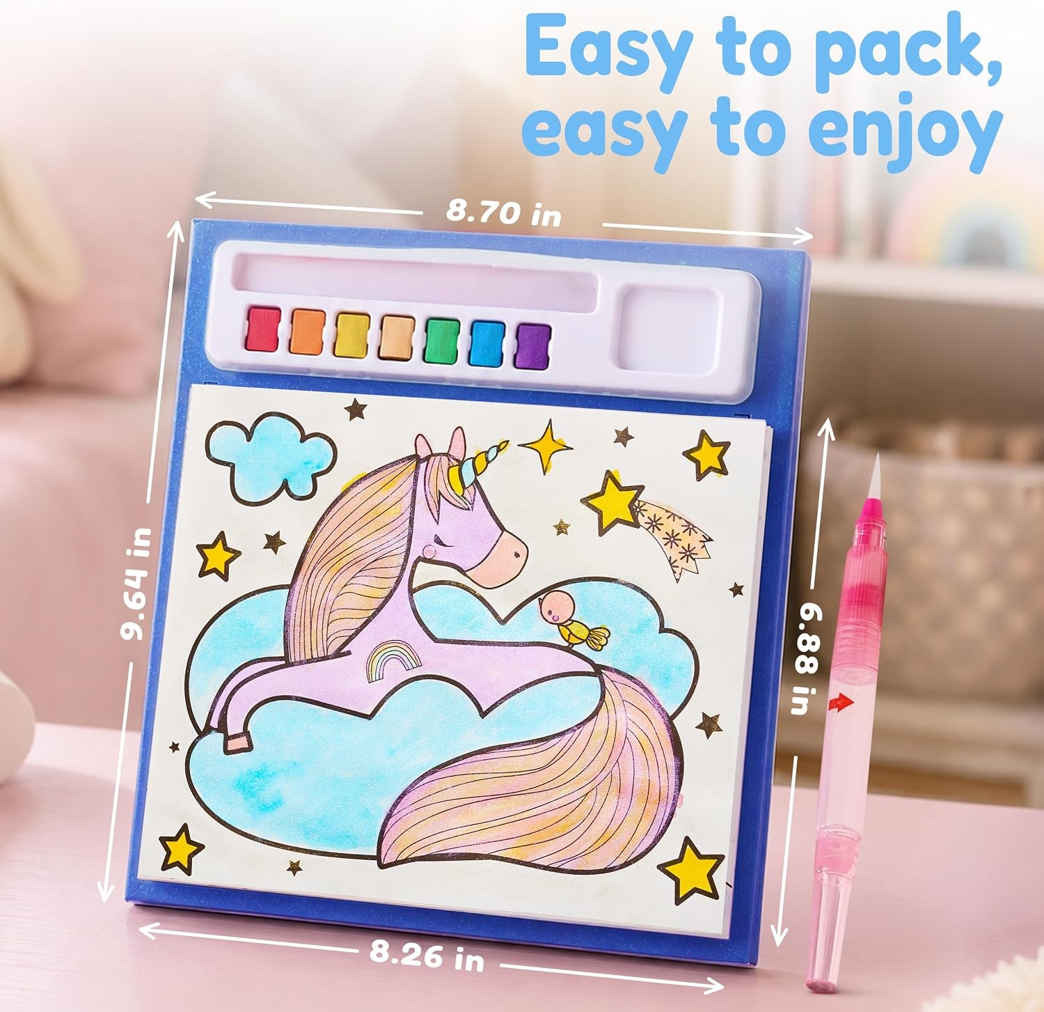 image:imageJoyCat Paint with Water Coloring Books amp Creative StickerOcean Princess Watercolor amp Sticker Activity 200 Pcs Stickers for Kids Toddler Painting Set Art amp Craft Travel Toy Gifts for Boys GirlsMagical Pony