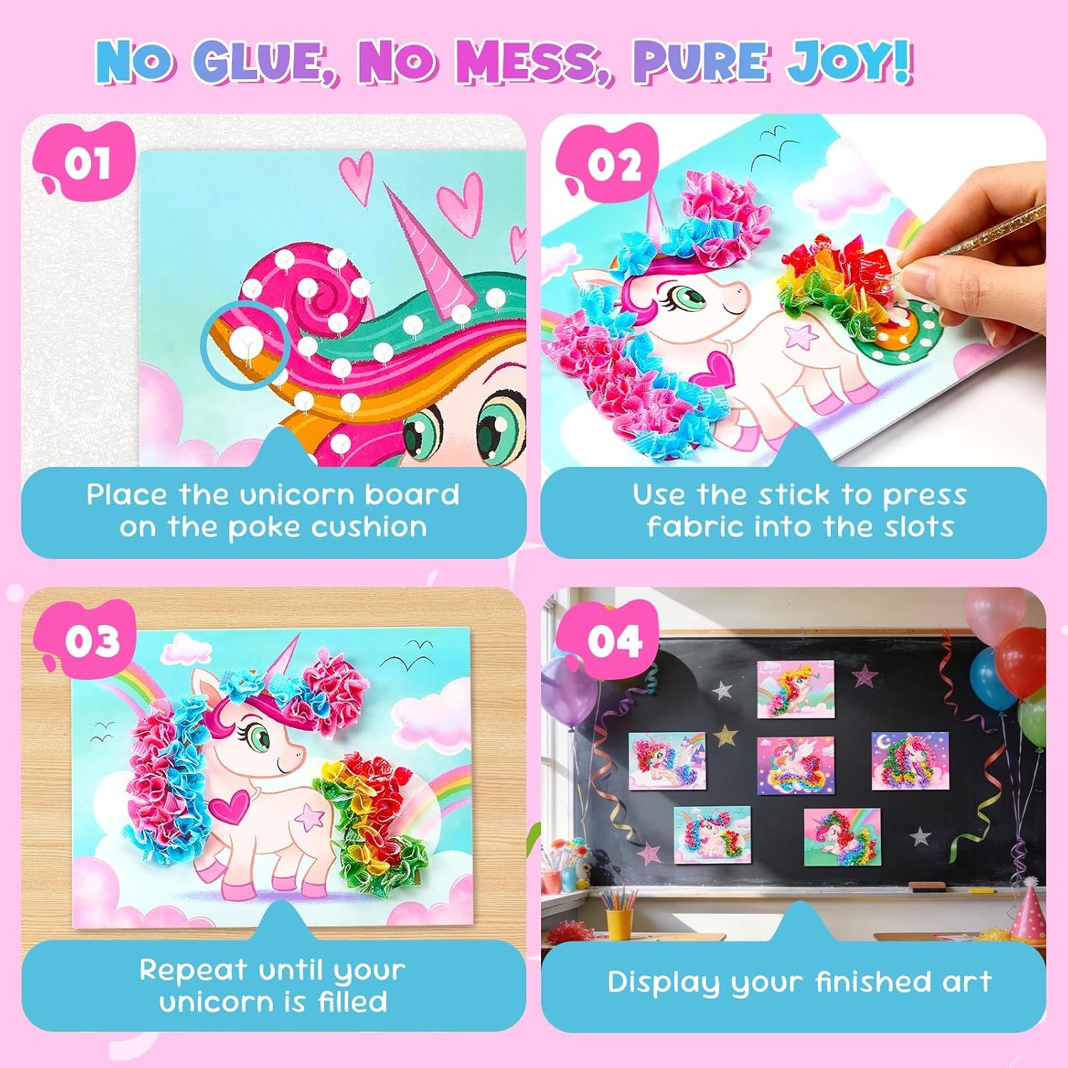 image:imageJoyCat 24 Pack DIY Poke Art Unicorn Party Favors for Girls MessFree Craft Kits for Kids Ages 49 Activity Set for Birthday Goodie Bags Classroom Prizes and Group Fun