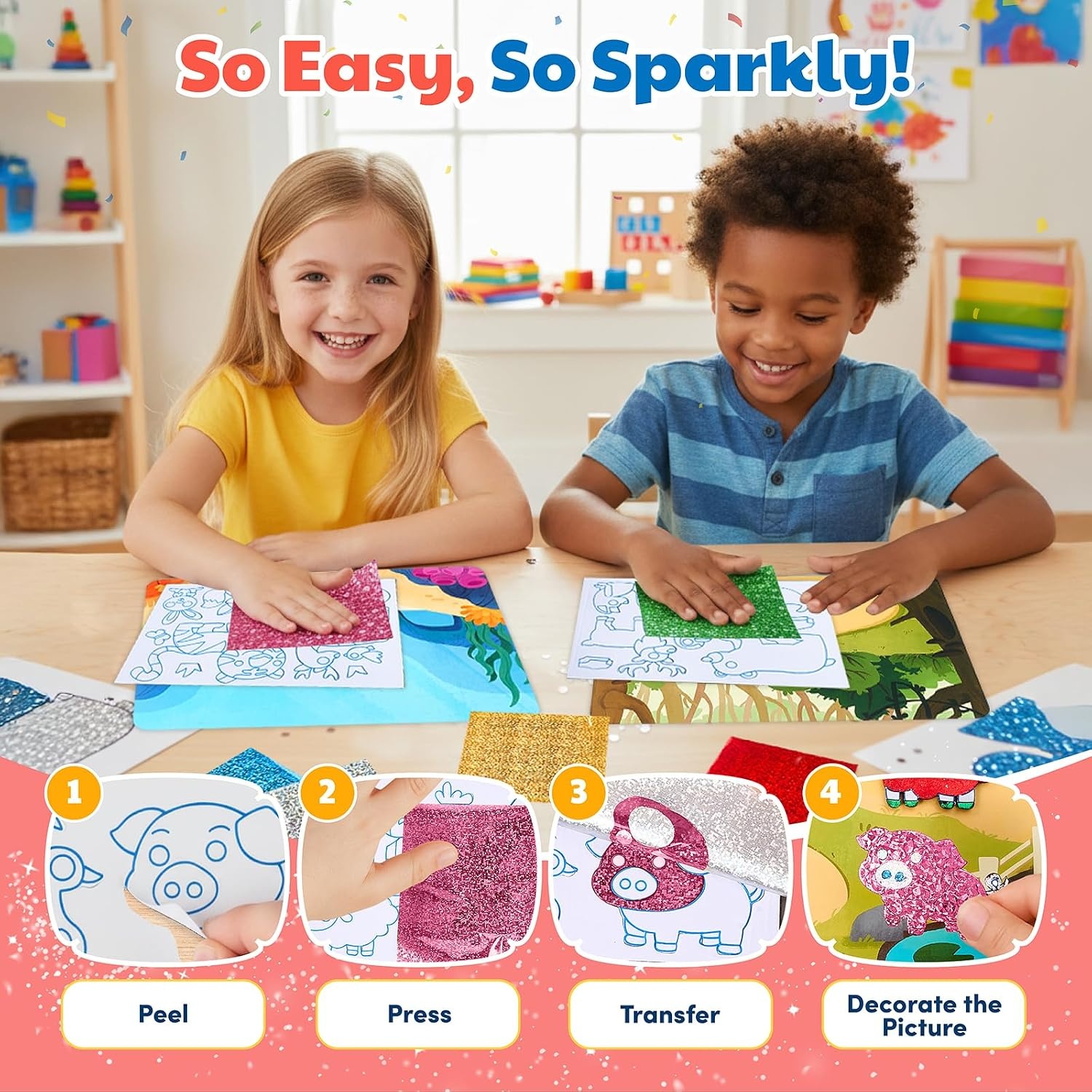 image:imageJoyCat 24 Pack Dinosaur Dot Art Animal Foil Art Party Favors MessFree Dot Sticker Activity Set with 4800 Stickers amp Goodie Bags Classroom Prizes Goodie Bag Stuffers Toys for Ages 38