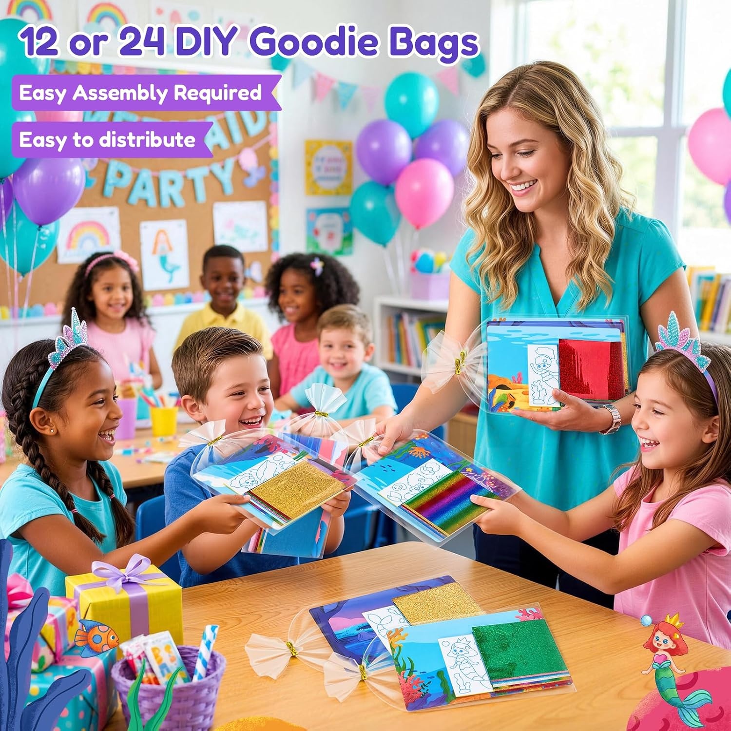 image:imageJoyCat 24 Pack Dinosaur Foil Art Party Favors Craft Kits for Kids Ages 49Mermaid