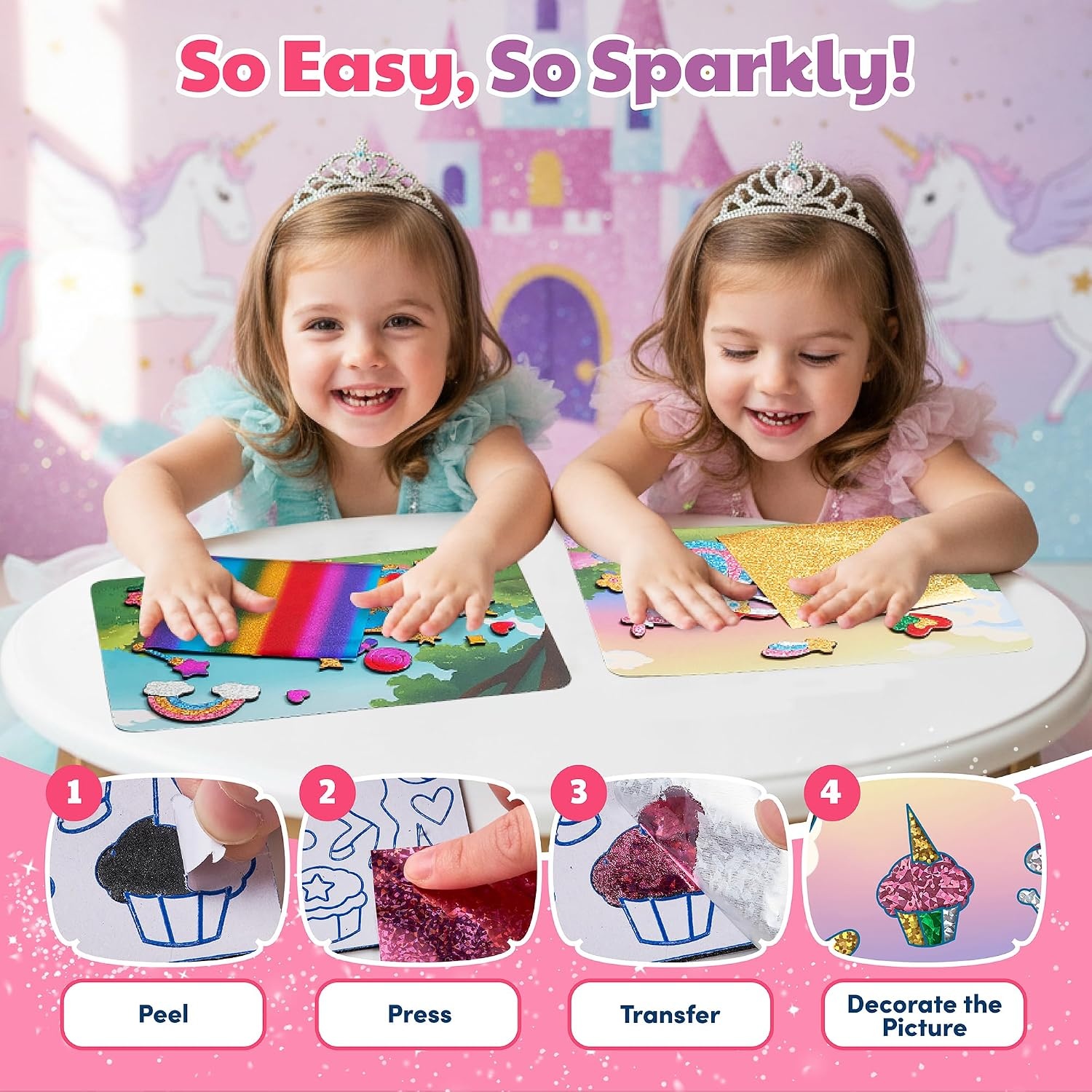 image:imageJoyCat 24 Pack Mermaid Dot Art Unicorn Foil Art Party Favors MessFree Dot Sticker Activity Set with 4800 Stickers amp Goodie Bags Classroom Prizes Goodie Bag Stuffers Mermaid Toys for Ages 38
