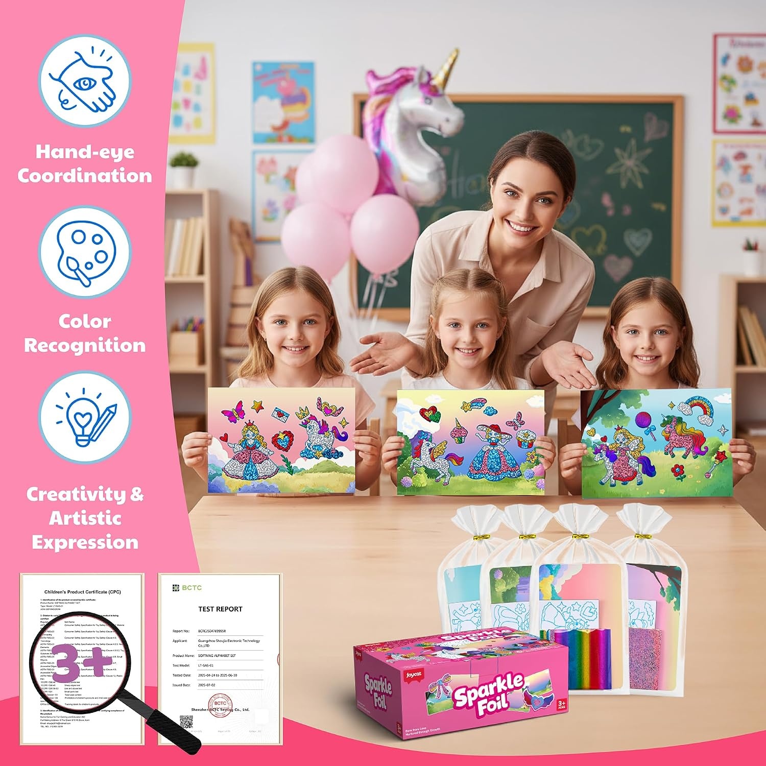 image:imageJoyCat 24 Pack Mermaid Dot Art Unicorn Foil Art Party Favors MessFree Dot Sticker Activity Set with 4800 Stickers amp Goodie Bags Classroom Prizes Goodie Bag Stuffers Mermaid Toys for Ages 38
