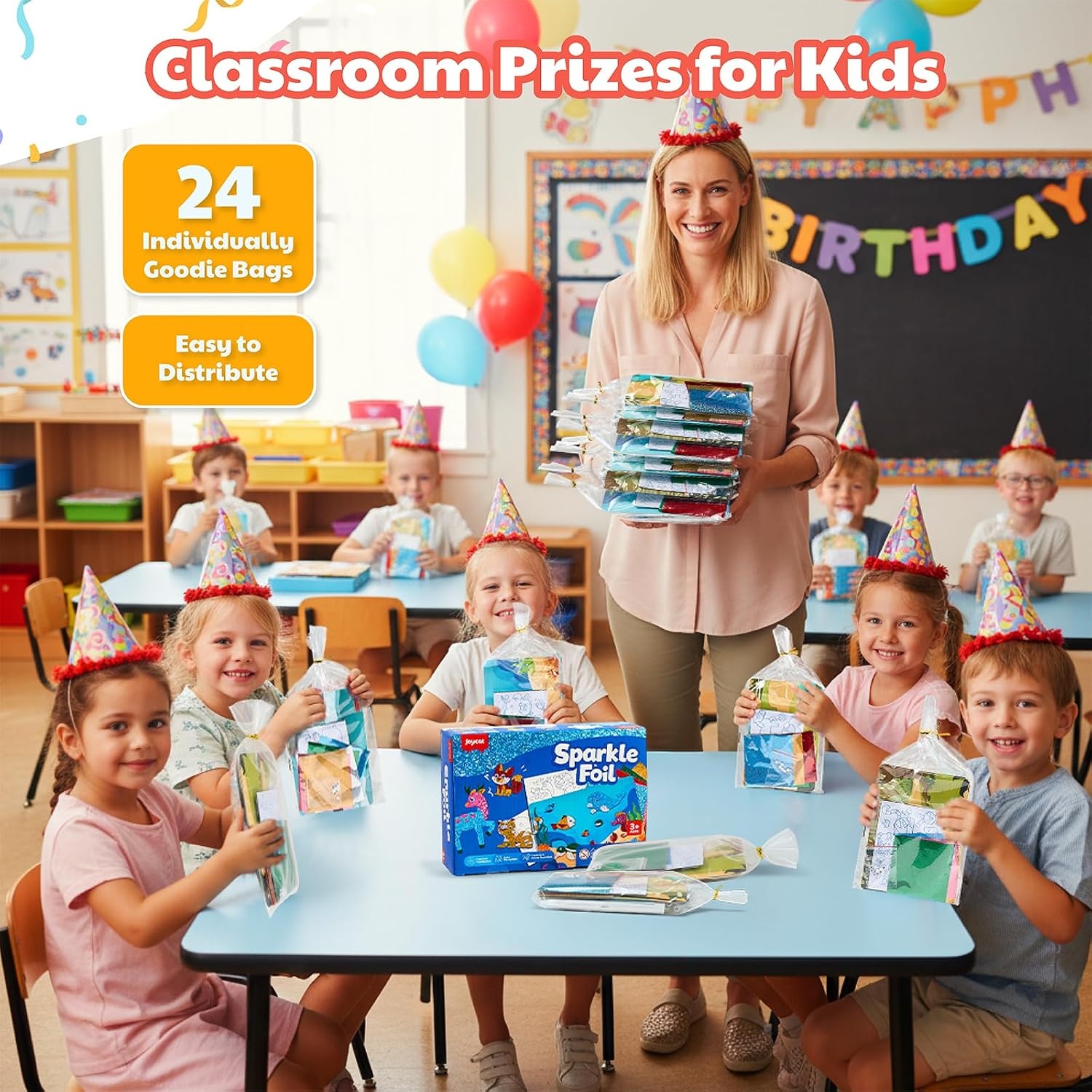 image:imageJoycat 8 Ten Frames 24 Pack Foil Art Craft Party FavorsNo Mess Arts and Crafts for KidsGoodie Bag Stuffers Preschool Kindergarten Classroom Learning Activities Kids Ages 38