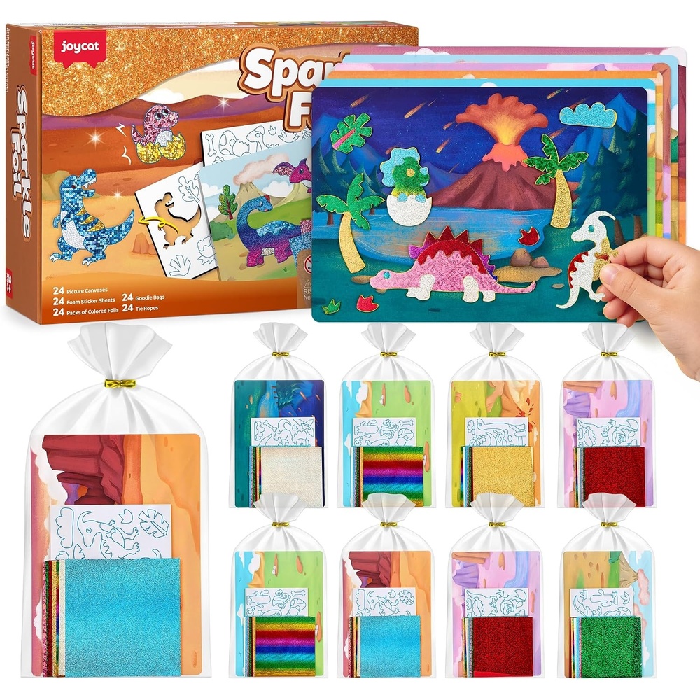 image:imageJoyCat 24 Pack Dinosaur Foil Art Party Favors Craft Kits for Kids Ages 49Dinosaur