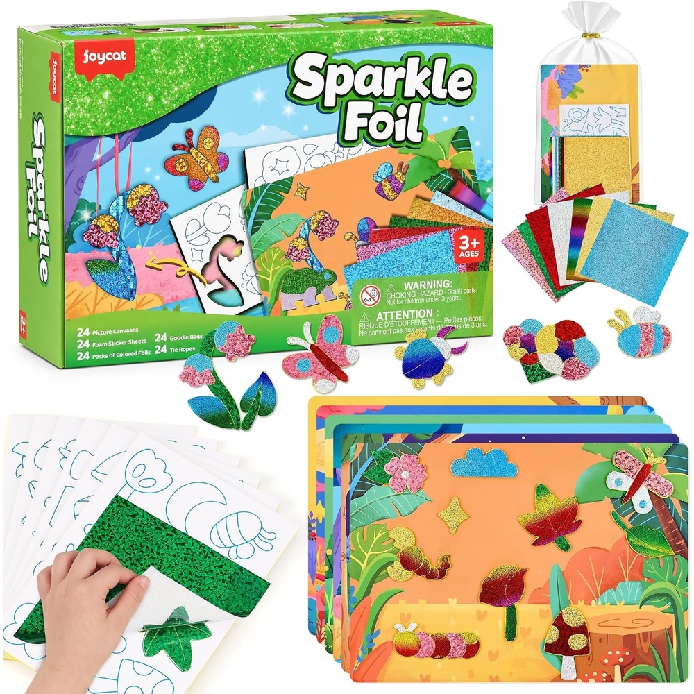 image:imageJoyCat 24 Pack Dinosaur Foil Art Party Favors Craft Kits for Kids Ages 49Flower Insect
