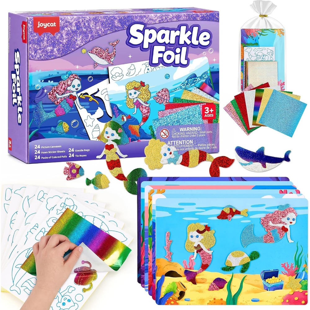 image:imageJoyCat 24 Pack Dinosaur Foil Art Party Favors Craft Kits for Kids Ages 49Mermaid
