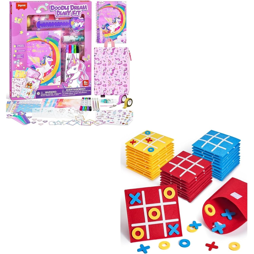 image:imageJoyCat DIY Journal Kit for Girls with Storage Bag30 Pack Tic Tac Toe Party Favors for Kids Classroom Prizes Goodie Bag Stuffers Birthday Gifts for Students
