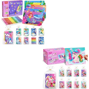JoyCat 24 Pack DIY Poke Art Unicorn Party Favors for Girls, Mess-Free Craft Kits for Kids Ages 4-9, Activity Set for Birthday Goodie Bags, Classroom Prizes and Group Fun