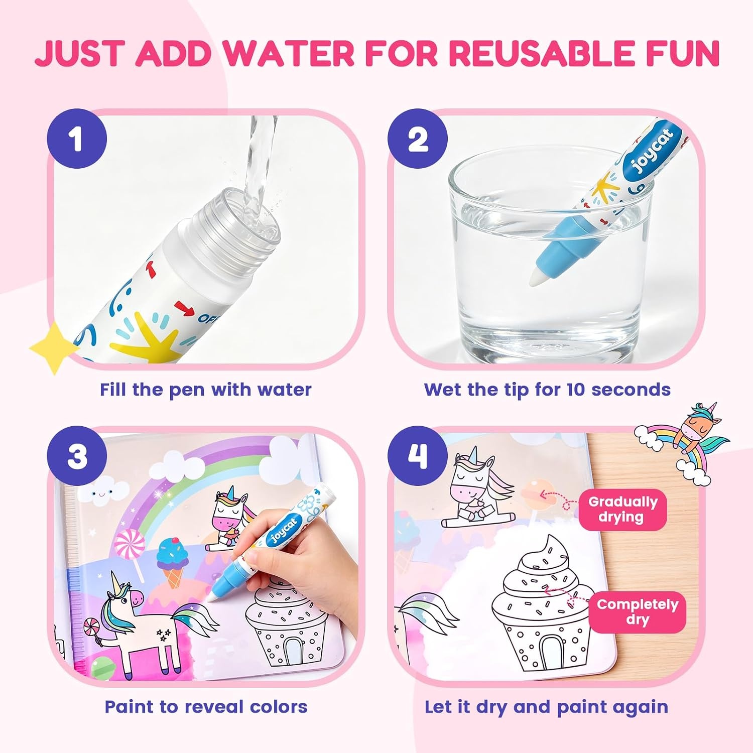 image:imageJoyCat Ocean Water Coloring Book for Toddlers with Water PenUnicorn