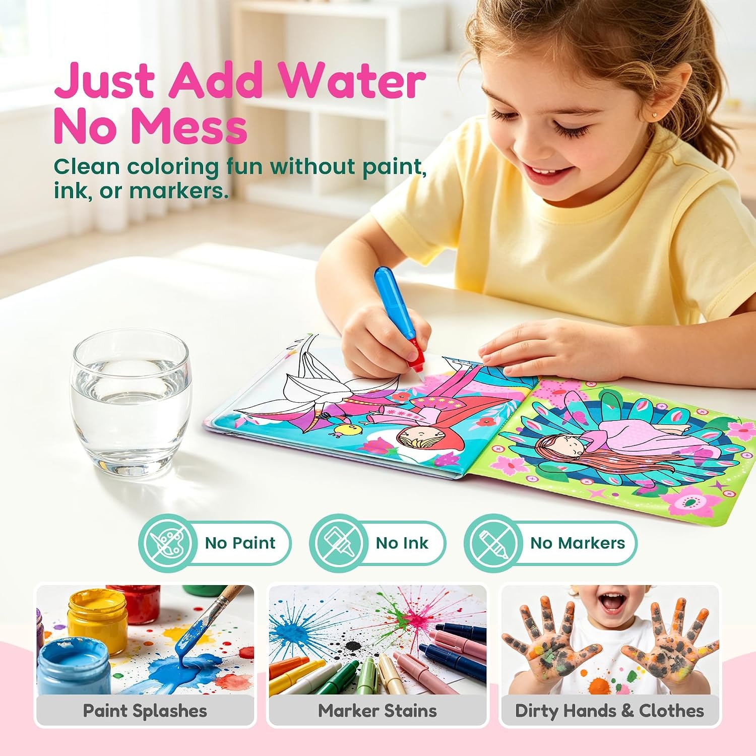 image:imageJoyCat Paint with Water Coloring Book for Toddlers Reusable Fairy1