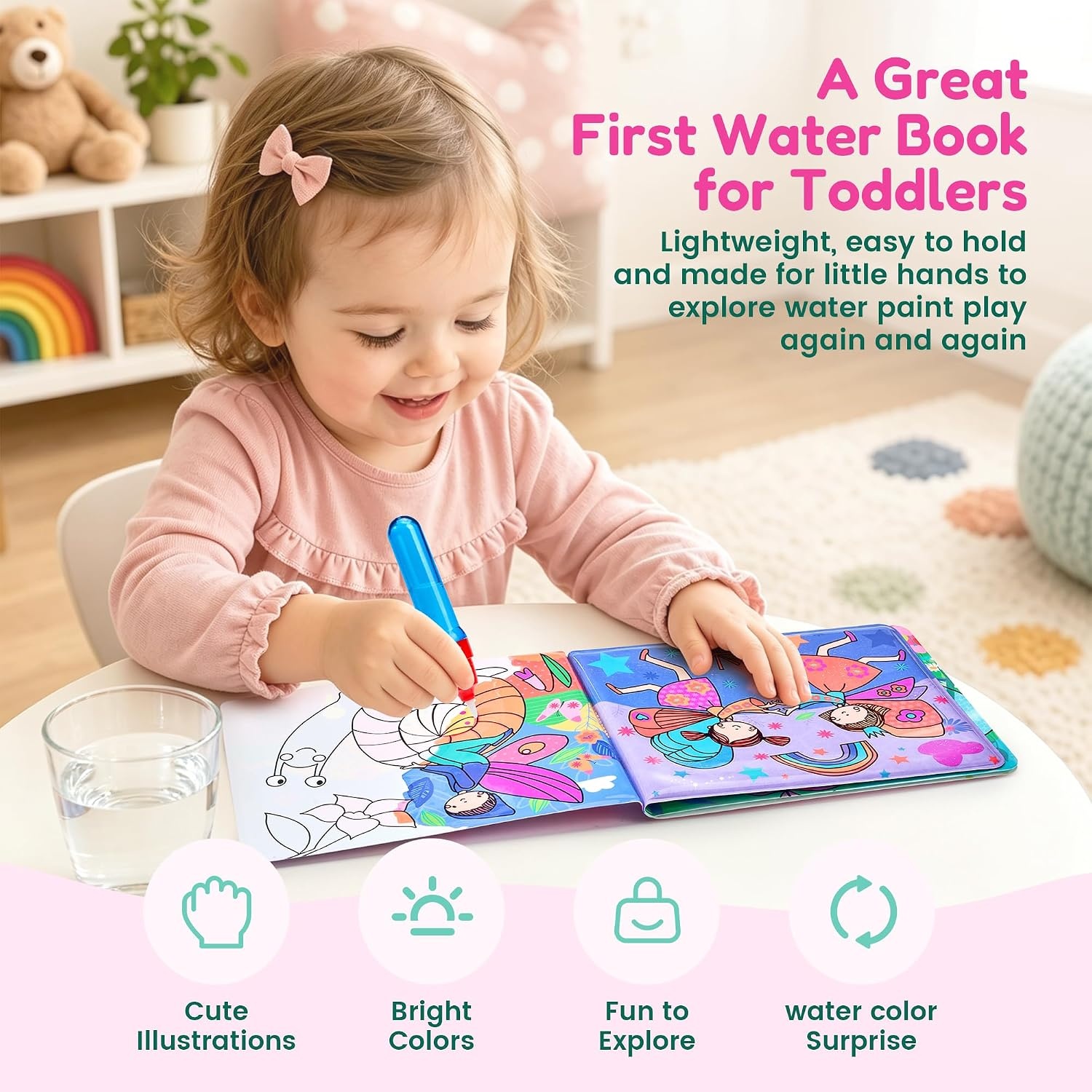 image:imageJoyCat Paint with Water Coloring Book for Toddlers Reusable Fairy1