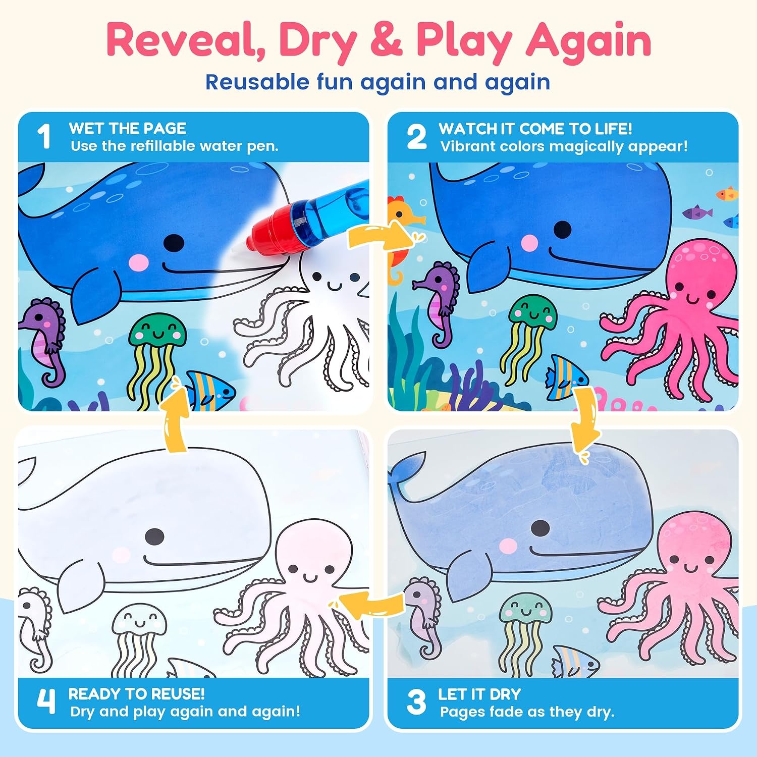 image:imageJoyCat Paint with Water Coloring Book for Toddlers Reusable Fairy1