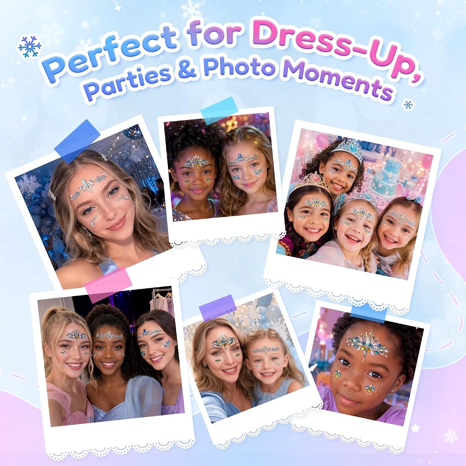 image:imageJoyCat PrePlaced Face Gems for Women Teens amp Kids Rhinestone JewelsWinter Princess