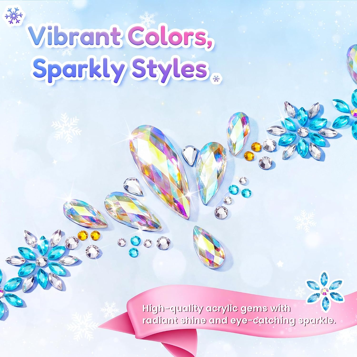 image:imageJoyCat PrePlaced Face Gems for Women Teens amp Kids Rhinestone JewelsWinter Princess
