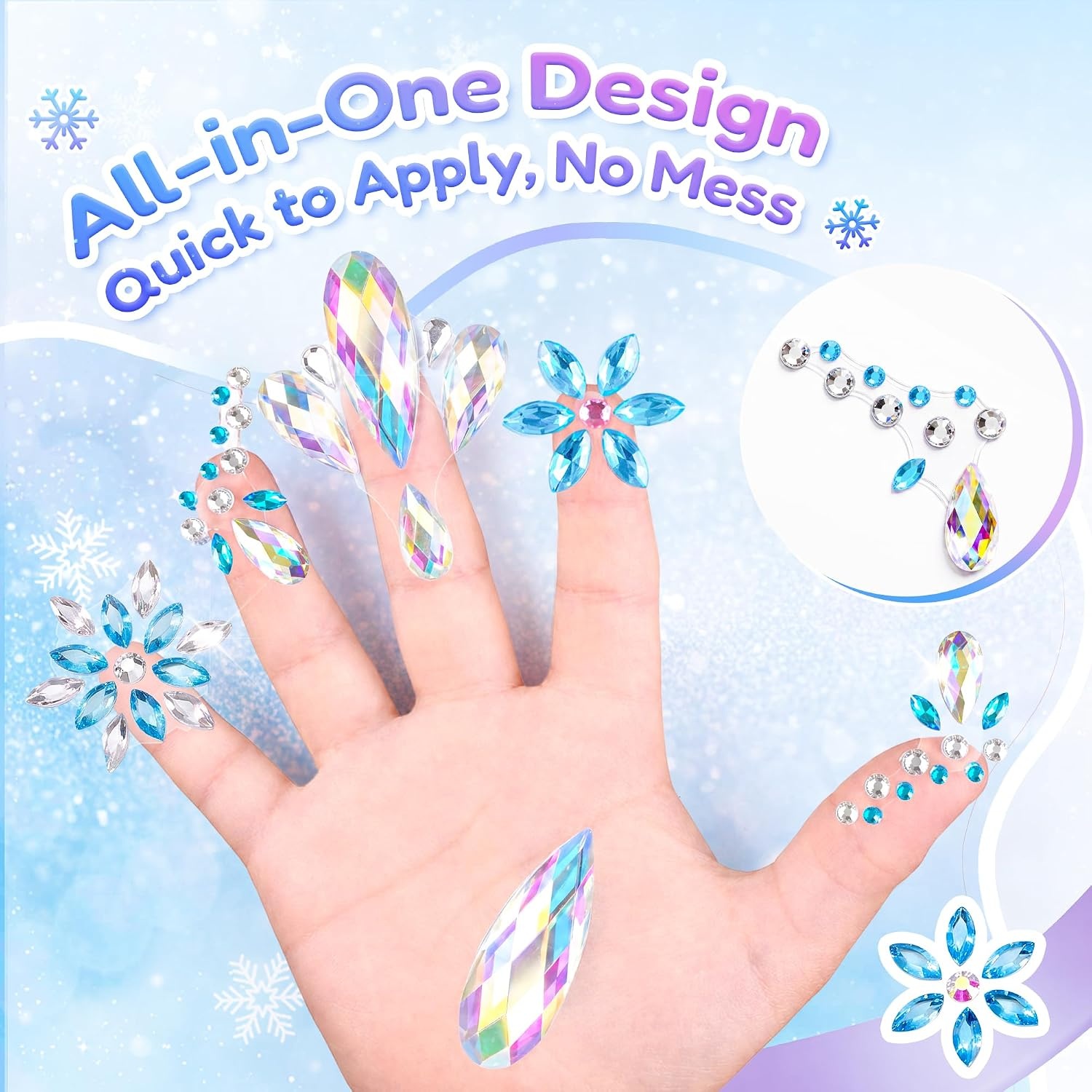 image:imageJoyCat PrePlaced Face Gems for Women Teens amp Kids Rhinestone JewelsWinter Princess