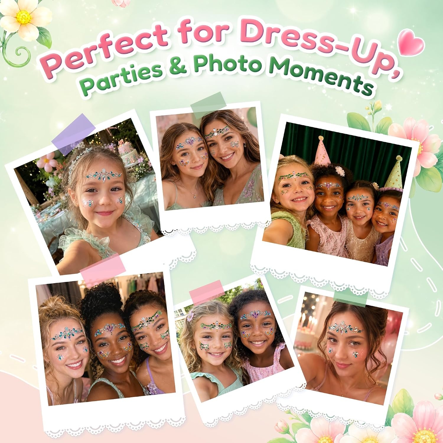 image:imageJoyCat PrePlaced Face Gems for Women Teens amp Kids Rhinestone JewelsWoodland Princess