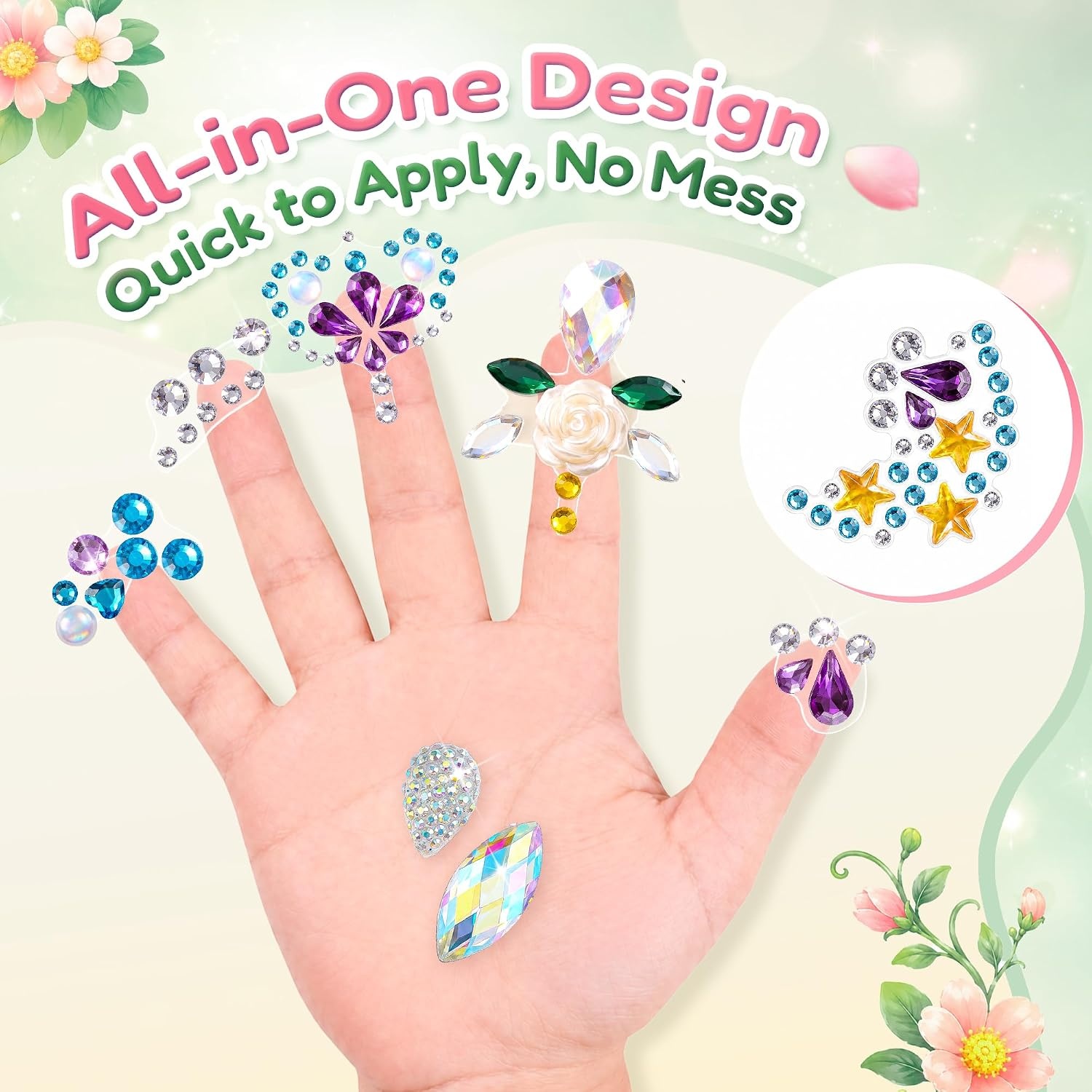 image:imageJoyCat PrePlaced Face Gems for Women Teens amp Kids Rhinestone JewelsWoodland Princess