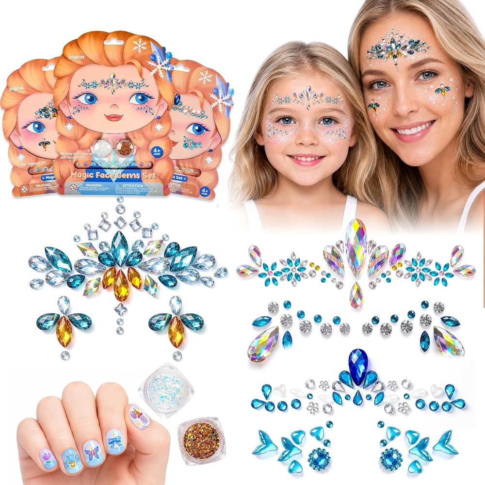 image:imageJoyCat PrePlaced Face Gems for Women Teens amp Kids Rhinestone JewelsWinter Princess