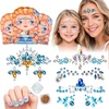 JoyCat Pre-Placed Face Gems for Women Teens & Kids, Rhinestone Jewels(Winter Princess)