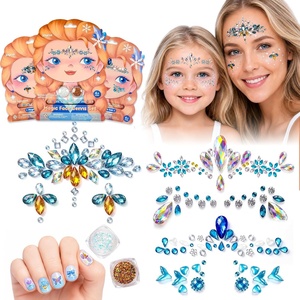 JoyCat Pre-Placed Face Gems for Women Teens & Kids, Rhinestone Jewels(Winter Princess)