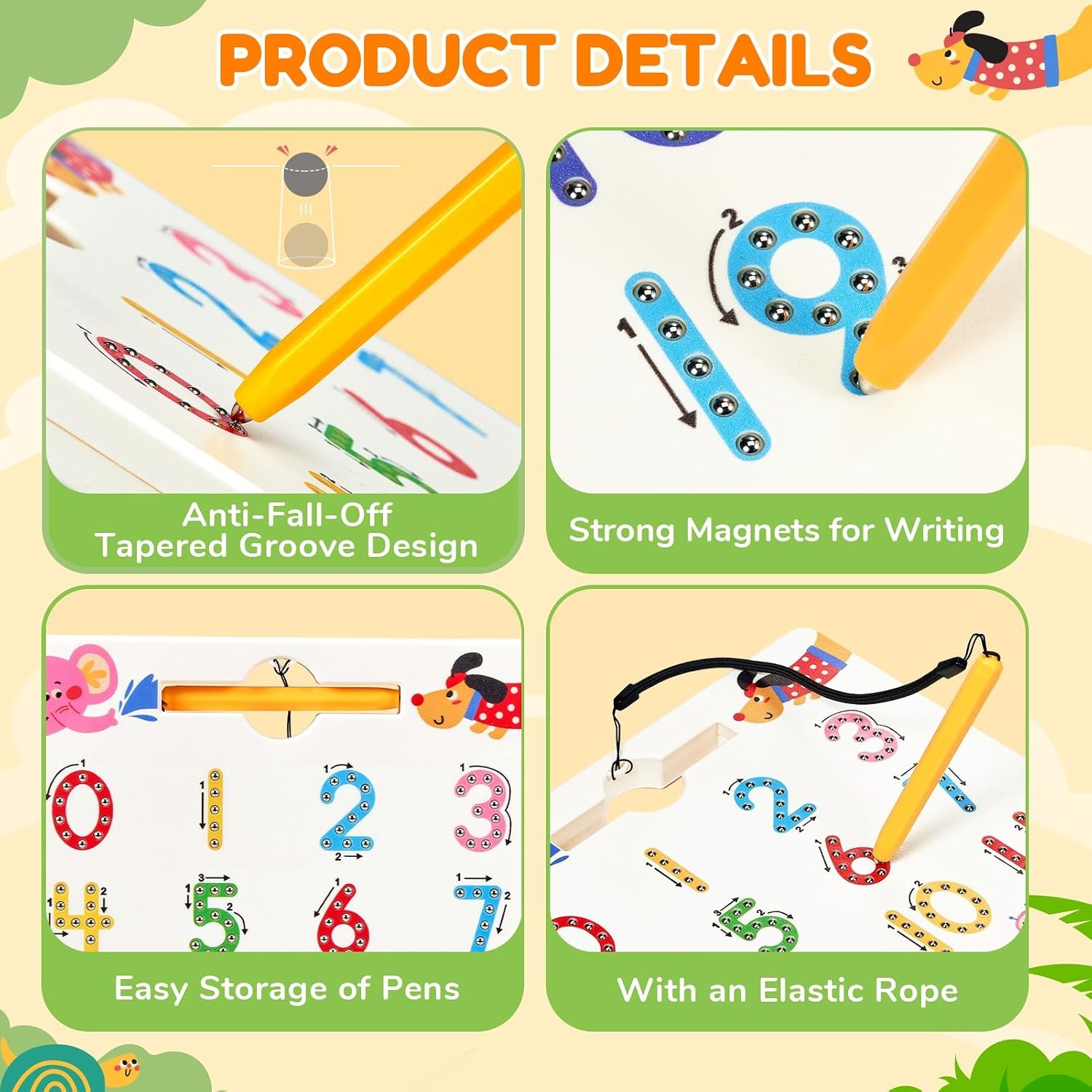 image:imageJoyCat Magnetic Animal Letter Tracing Board JoyCat DoubleSided Magnetic Animal Number Tracing Board 2in1 Numbers 120 Writing Toys for Toddlers amp Kids Road Trip Car Activities for Kids