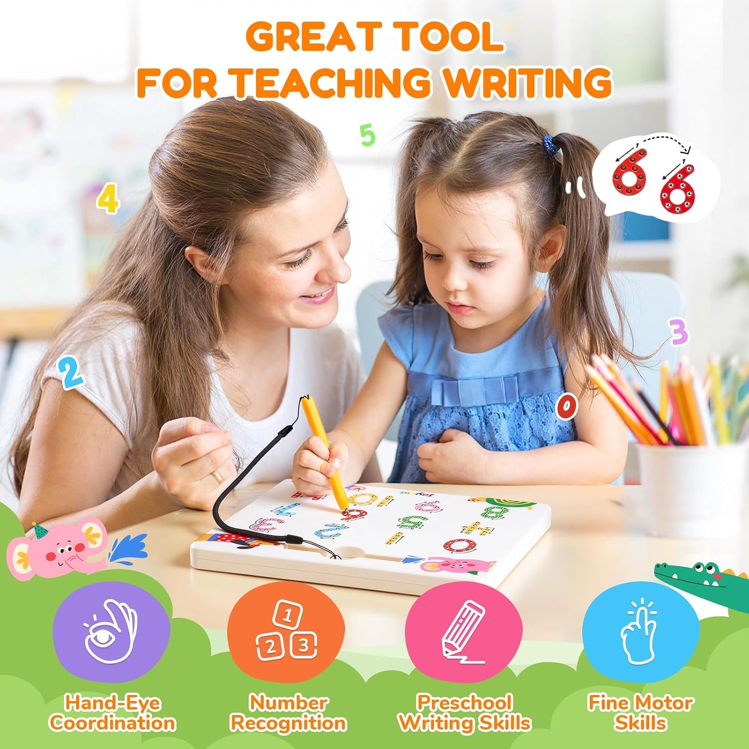 image:imageJoyCat Magnetic Animal Letter Tracing Board JoyCat DoubleSided Magnetic Animal Number Tracing Board 2in1 Numbers 120 Writing Toys for Toddlers amp Kids Road Trip Car Activities for Kids