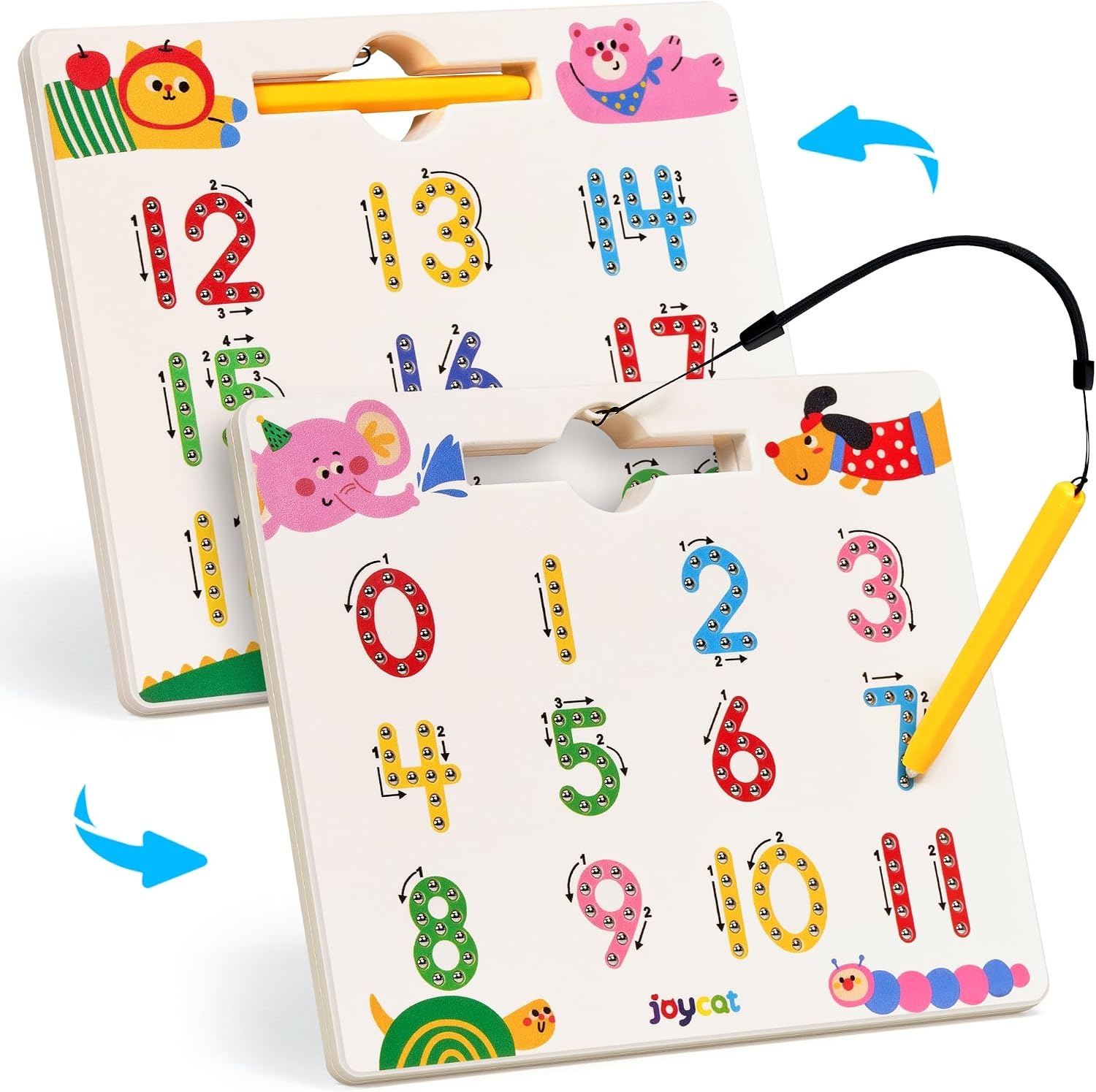 image:imageJoyCat Magnetic Animal Letter Tracing Board JoyCat DoubleSided Magnetic Animal Number Tracing Board 2in1 Numbers 120 Writing Toys for Toddlers amp Kids Road Trip Car Activities for Kids