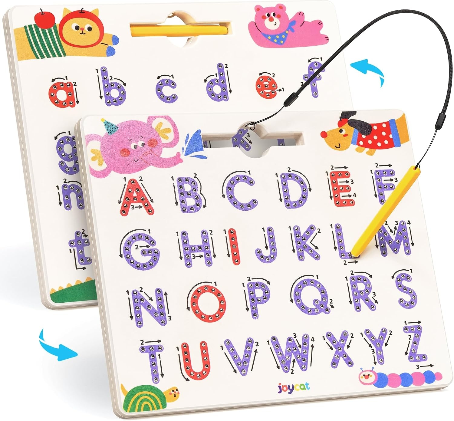 image:imageJoyCat Magnetic Animal Letter Tracing Board JoyCat DoubleSided Magnetic Animal Number Tracing Board 2in1 Numbers 120 Writing Toys for Toddlers amp Kids Road Trip Car Activities for Kids
