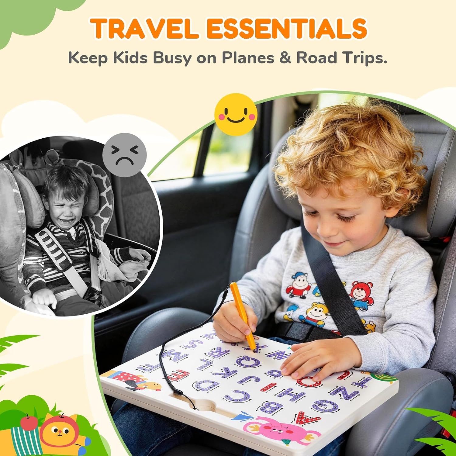 image:imageJoyCat Magnetic Animal Letter Tracing Board JoyCat DoubleSided Magnetic Animal Number Tracing Board 2in1 Numbers 120 Writing Toys for Toddlers amp Kids Road Trip Car Activities for Kids
