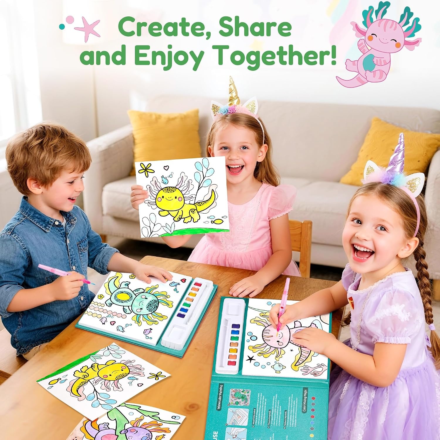 image:imageJoyCat Paint with Water Coloring Books for Toddlers AxolotlAxolotl