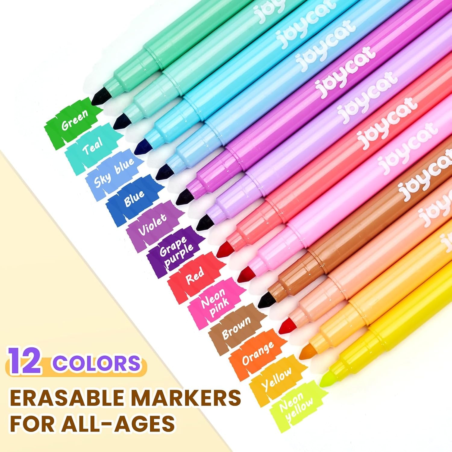 image:imageJoyCat 10Color Erasable Glitter Markers for Kids Dual Tip Sparkle PensErasable Markers