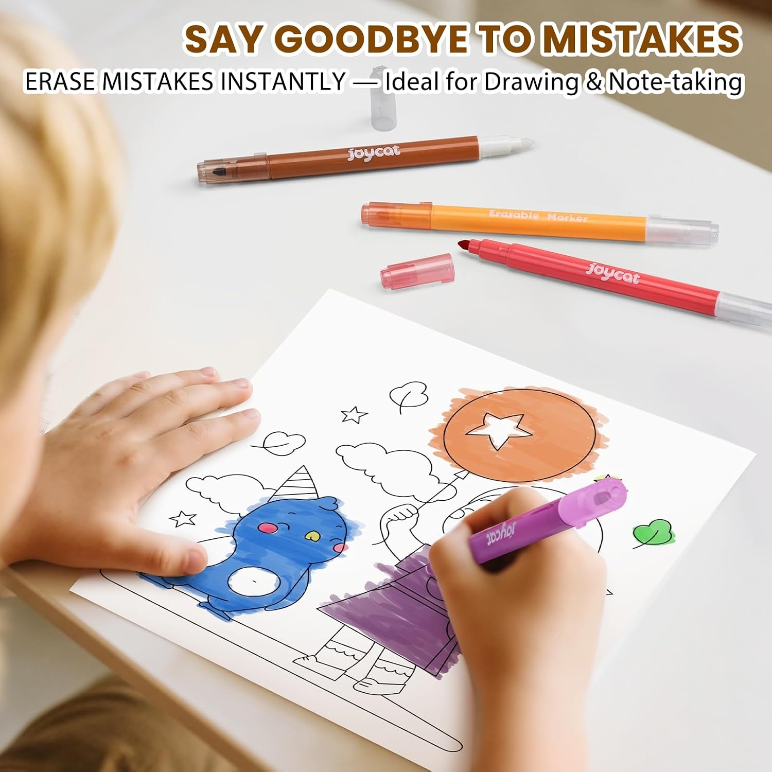 image:imageJoyCat 10Color Erasable Glitter Markers for Kids Dual Tip Sparkle PensErasable Markers