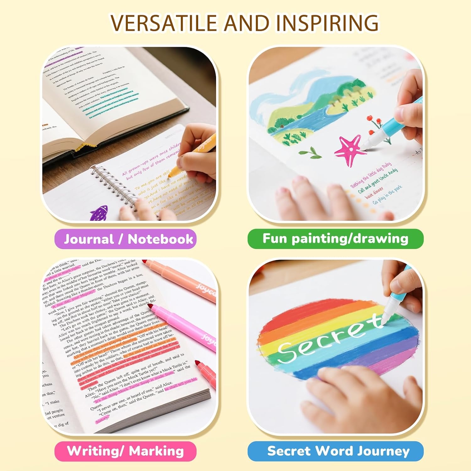 image:imageJoyCat 10Color Erasable Glitter Markers for Kids Dual Tip Sparkle PensErasable Markers