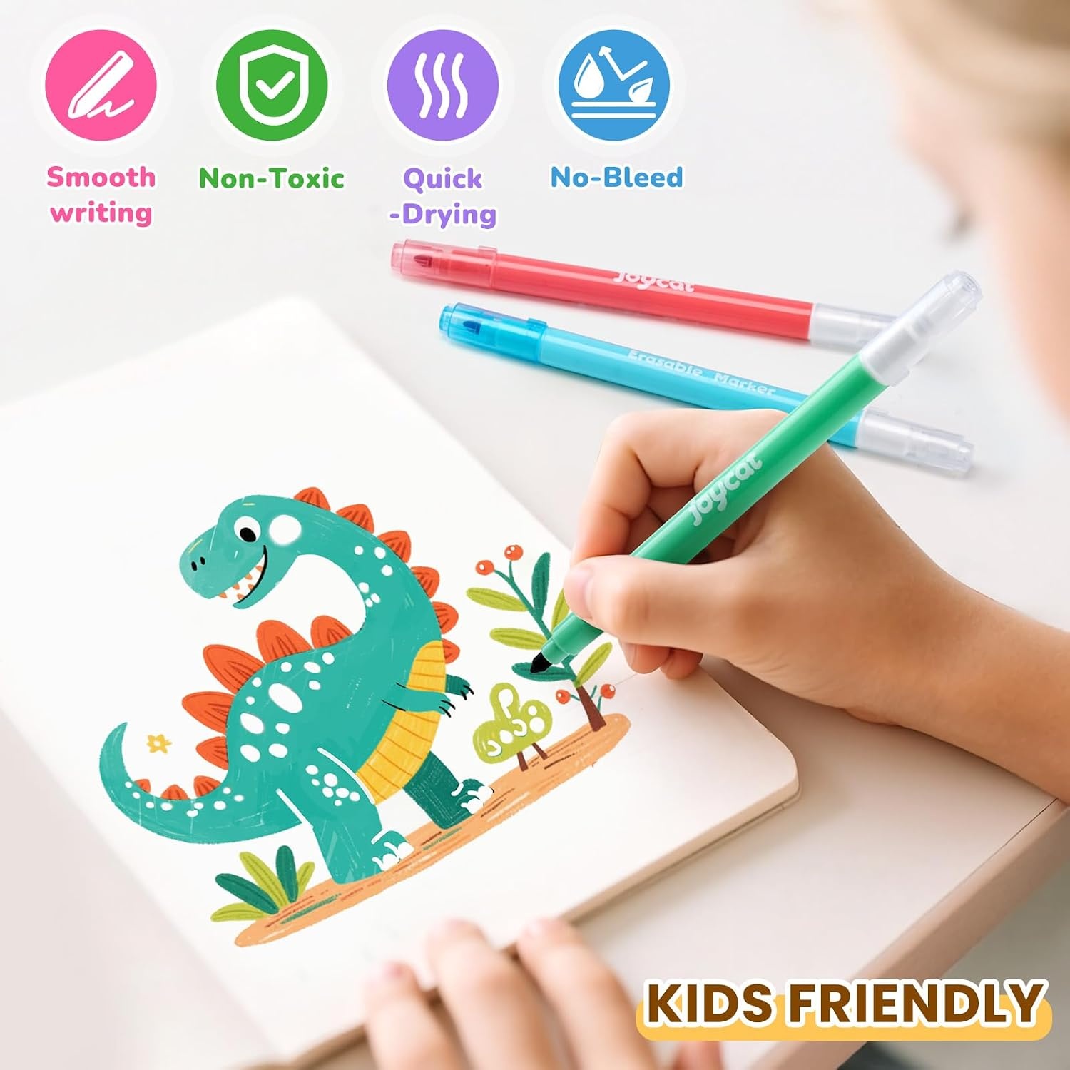 image:imageJoyCat 10Color Erasable Glitter Markers for Kids Dual Tip Sparkle PensErasable Markers