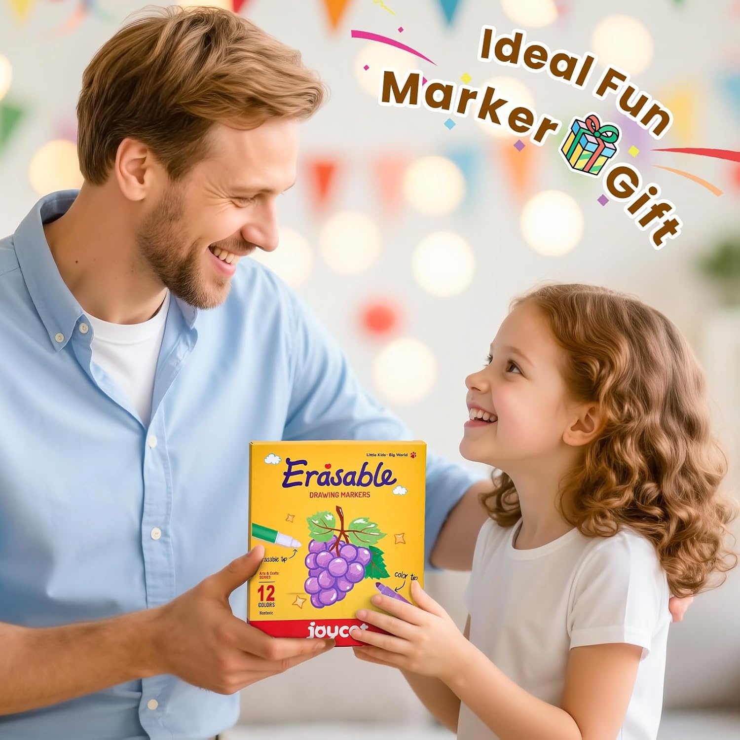 image:imageJoyCat 10Color Erasable Glitter Markers for Kids Dual Tip Sparkle PensErasable Markers