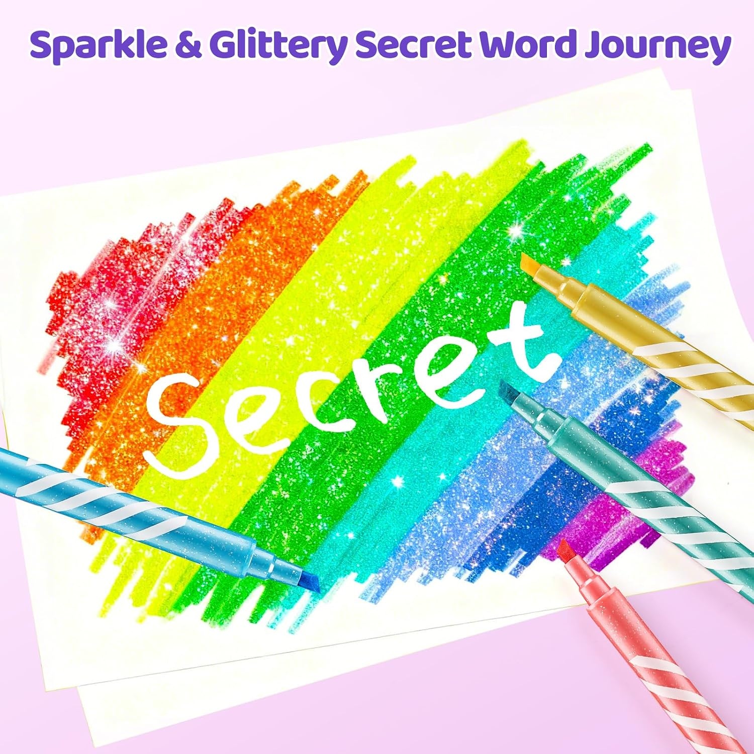 image:imageJoyCat 10Color Erasable Glitter Markers for Kids Dual Tip Sparkle PensGlitter Erasable Markers