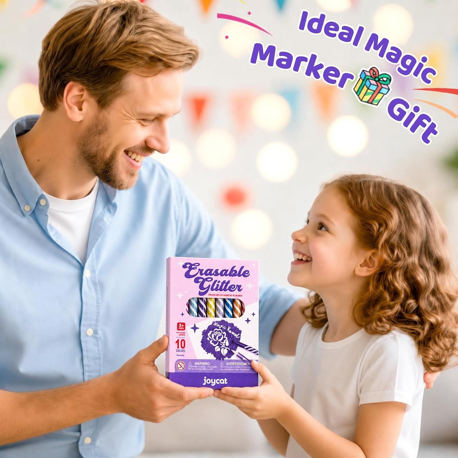 image:imageJoyCat 10Color Erasable Glitter Markers for Kids Dual Tip Sparkle PensGlitter Erasable Markers