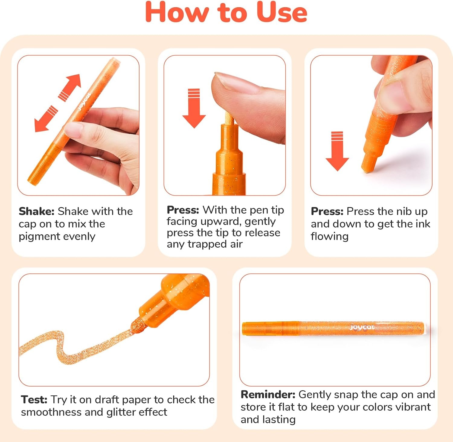 image:imageJoyCat 10Color Erasable Glitter Markers for Kids Dual Tip Sparkle PensGlitter Markers