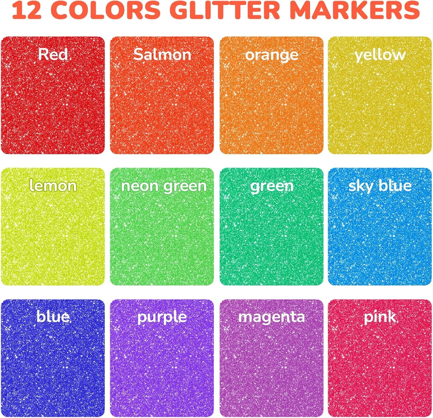 image:imageJoyCat 10Color Erasable Glitter Markers for Kids Dual Tip Sparkle PensGlitter Markers