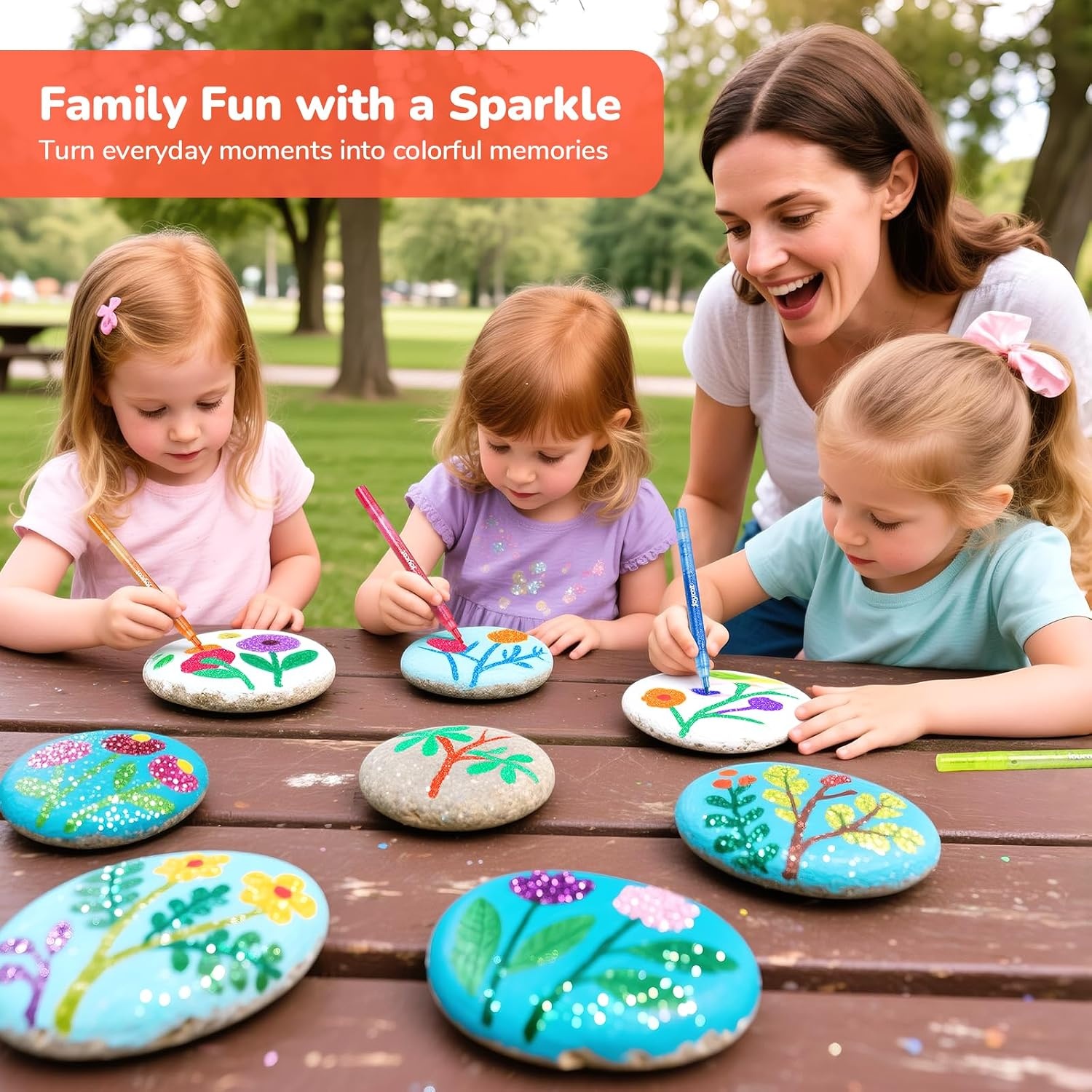 image:imageJoyCat 10Color Erasable Glitter Markers for Kids Dual Tip Sparkle PensGlitter Markers