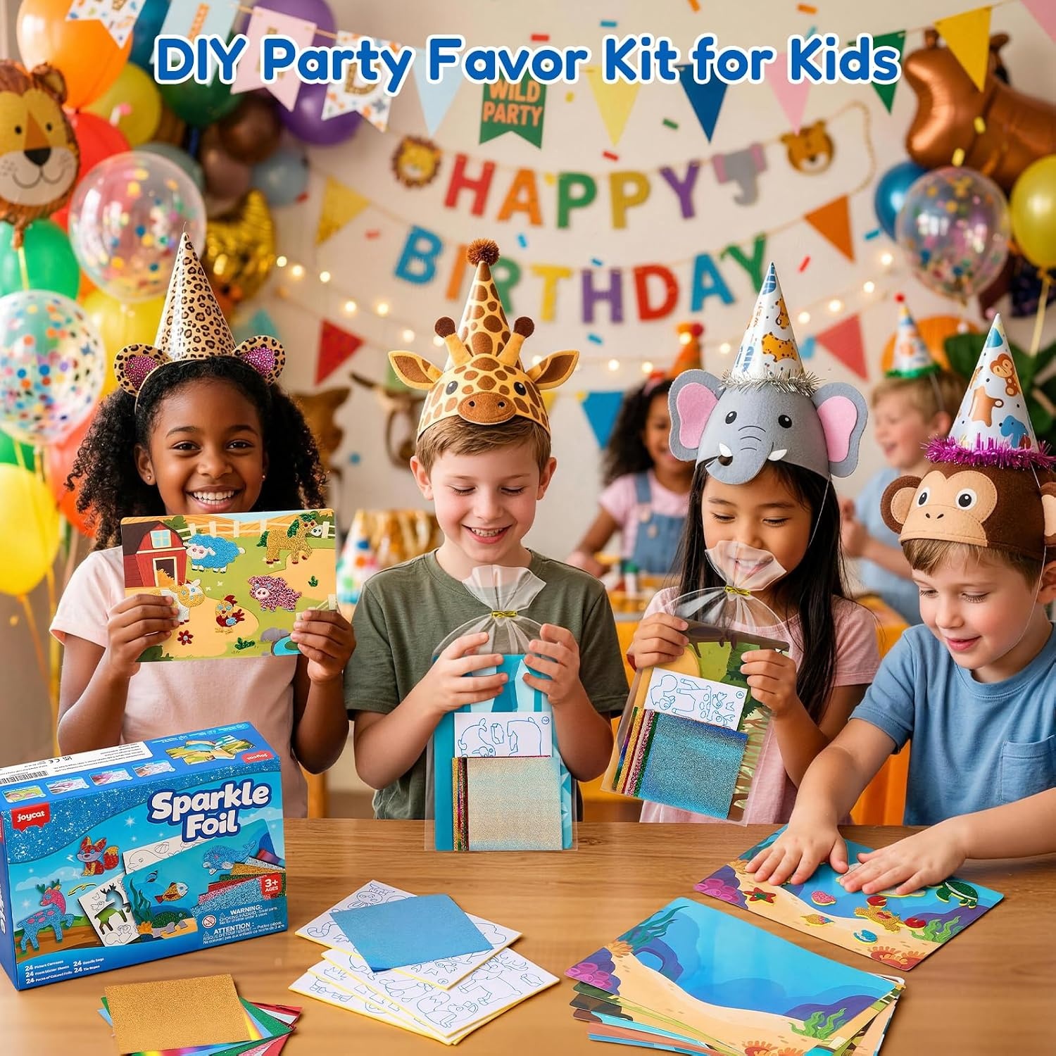 image:imageJoyCat 12 Pack Dinosaur Foil Art Party Favors Craft Kits for Kids Ages 49Animal