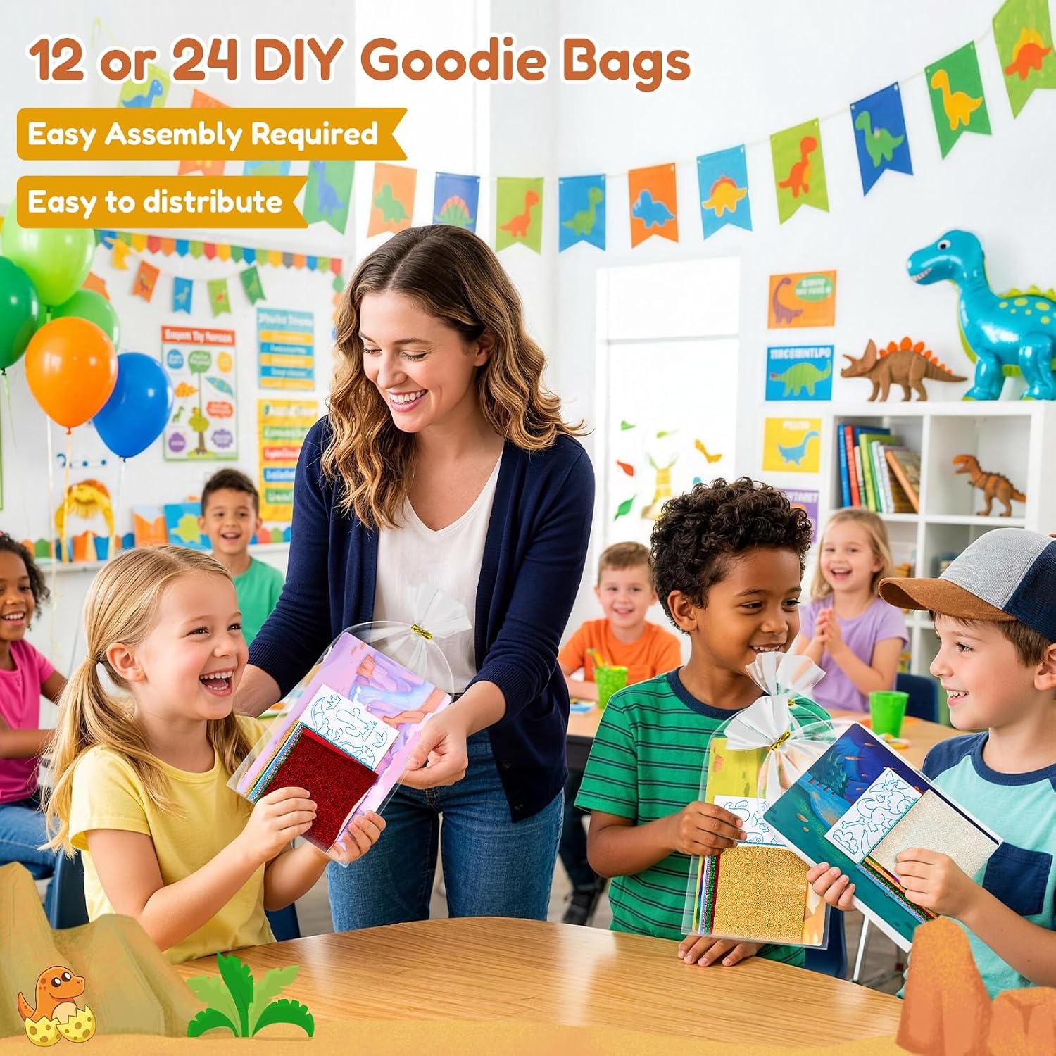 image:imageJoyCat 12 Pack Dinosaur Foil Art Party Favors Craft Kits for Kids Ages 49Dinosaur
