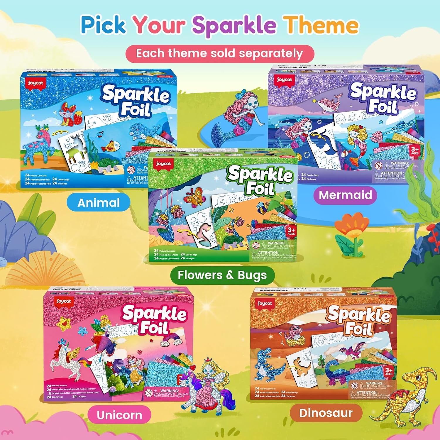 image:imageJoyCat 12 Pack Dinosaur Foil Art Party Favors Craft Kits for Kids Ages 49Flower Insect