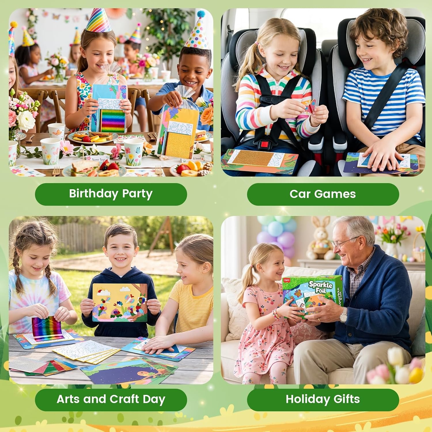 image:imageJoyCat 12 Pack Dinosaur Foil Art Party Favors Craft Kits for Kids Ages 49Flower Insect