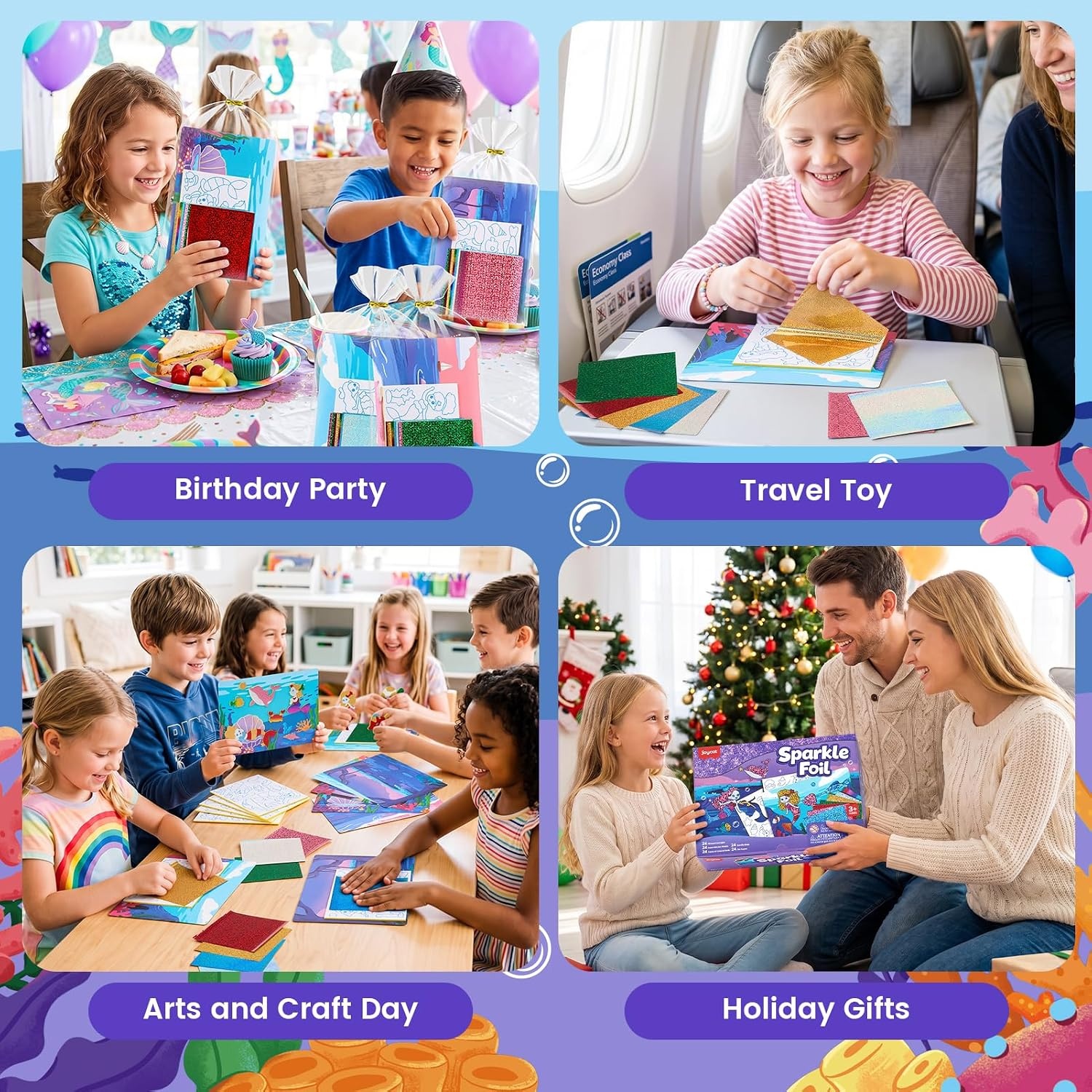 image:imageJoyCat 12 Pack Dinosaur Foil Art Party Favors Craft Kits for Kids Ages 49Mermaid