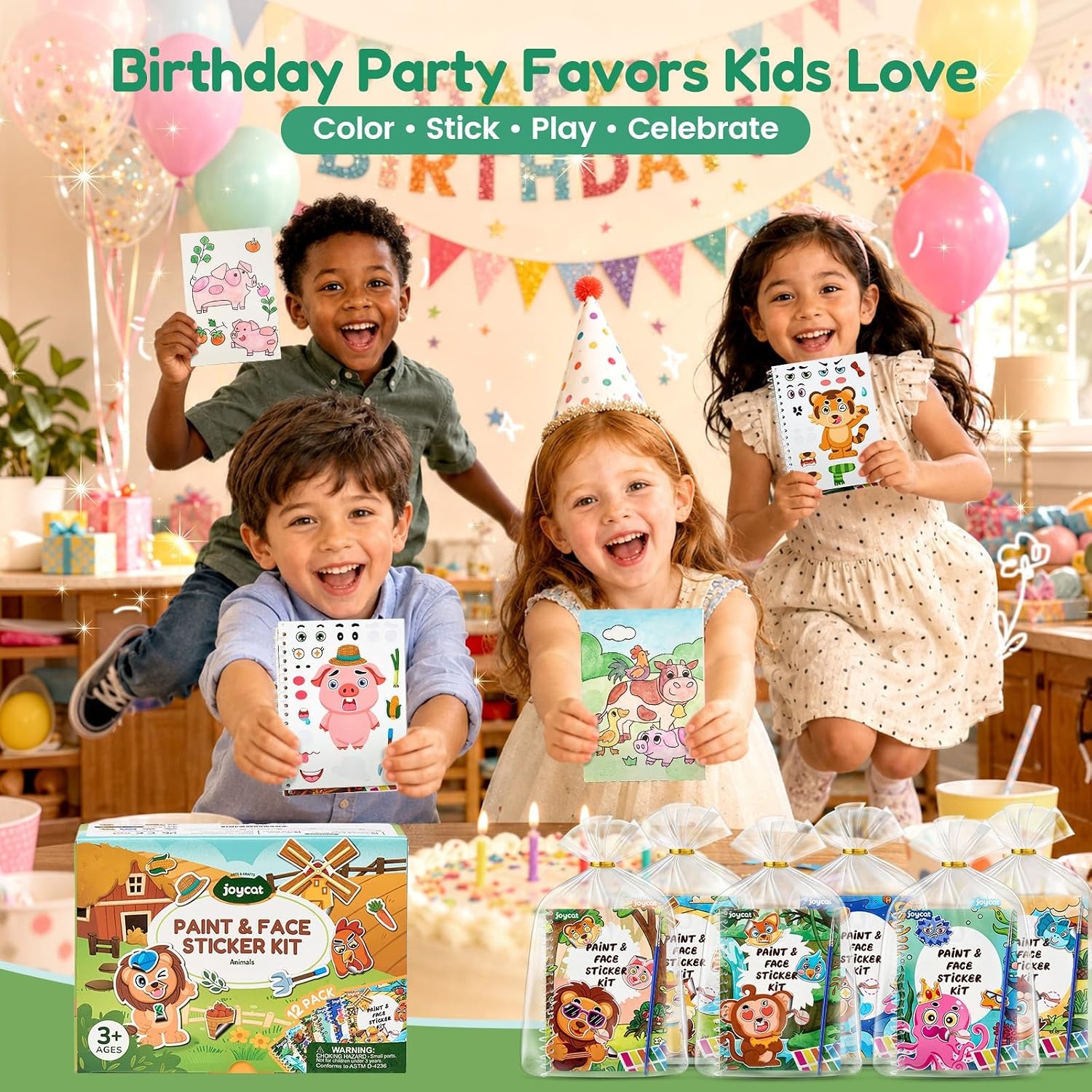 image:imageJoyCat 24 Pack Coloring Books amp Dress Up Stickers Party Favors for Kids 48Make a Face