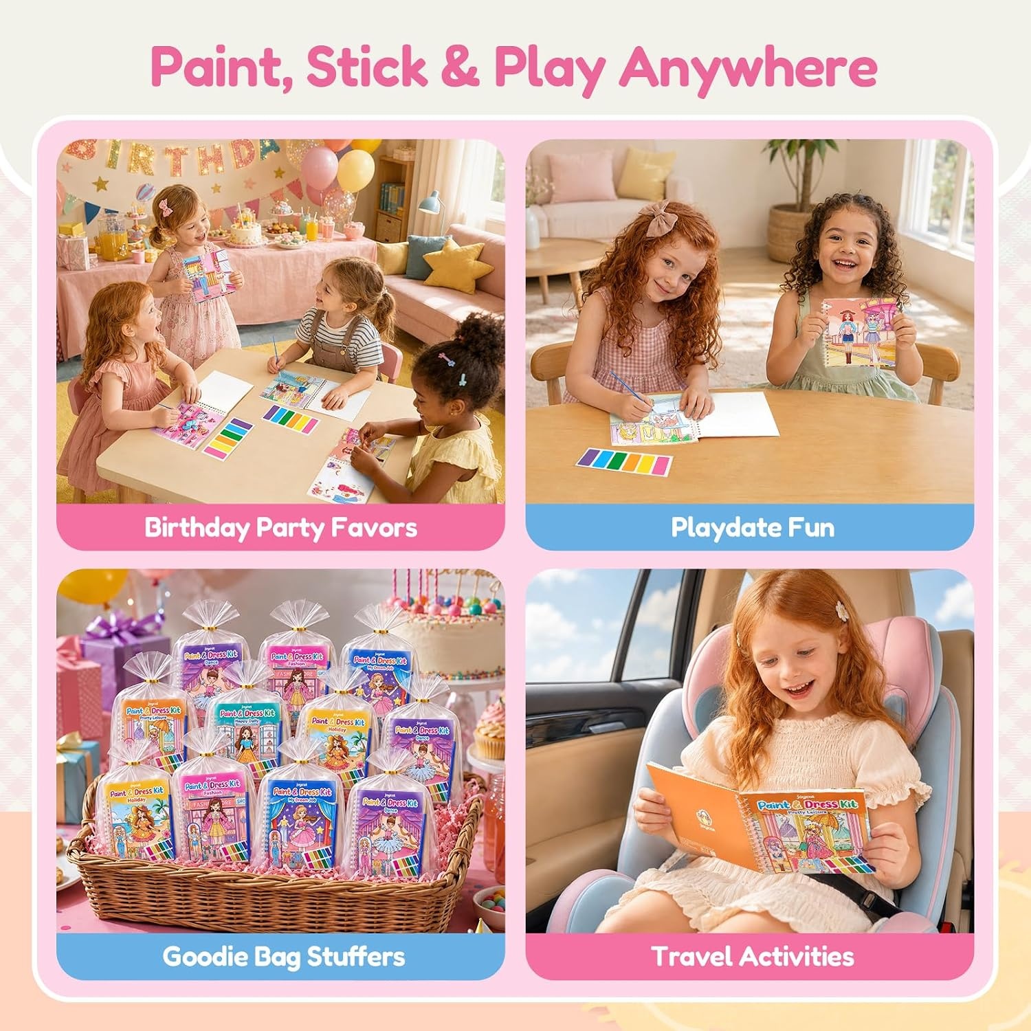image:imageJoyCat 24 Pack Coloring Books with Stickers Party Favors for Kids 48Dress Up