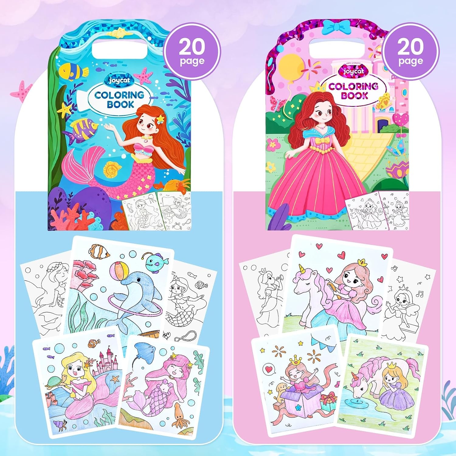 image:imageJoyCat Coloring Books for Kids Ages 48 Mermaid Princess Fantasy ampFairy2 PackMermaid Princess