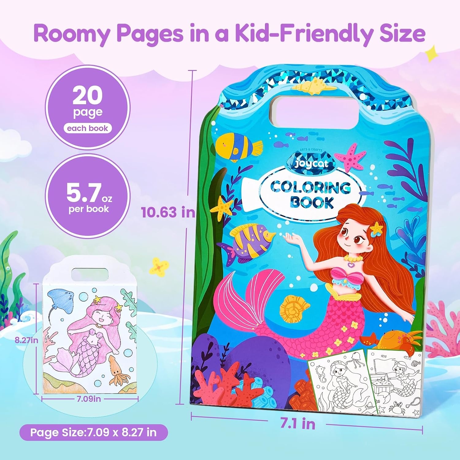 image:imageJoyCat Coloring Books for Kids Ages 48 Mermaid Princess Fantasy ampFairy2 PackMermaid Princess